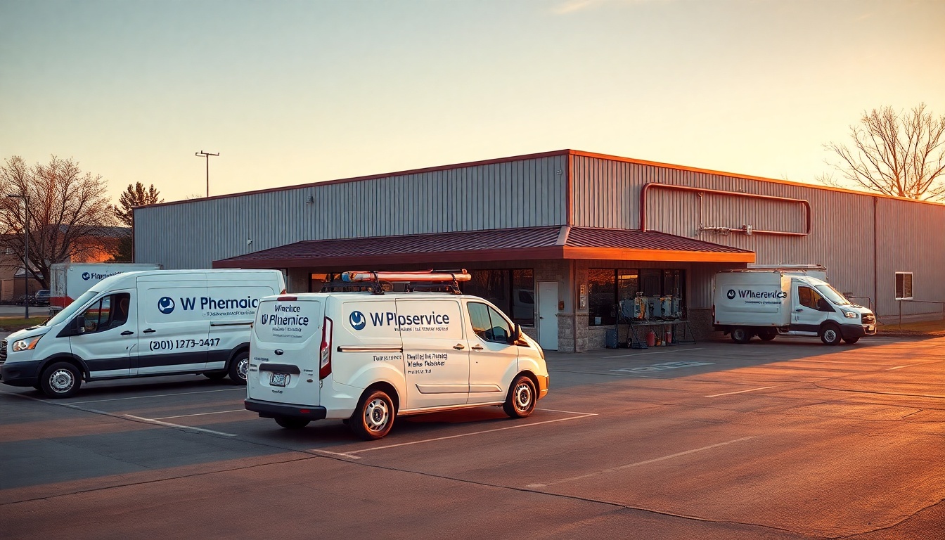 Plumbing service operation in Nebraska at golden hour