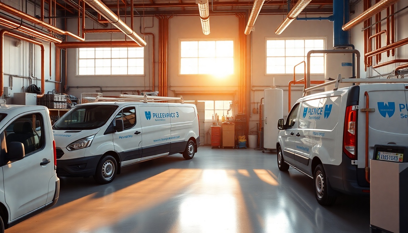 Plumbing service workspace in New Hampshire at golden hour