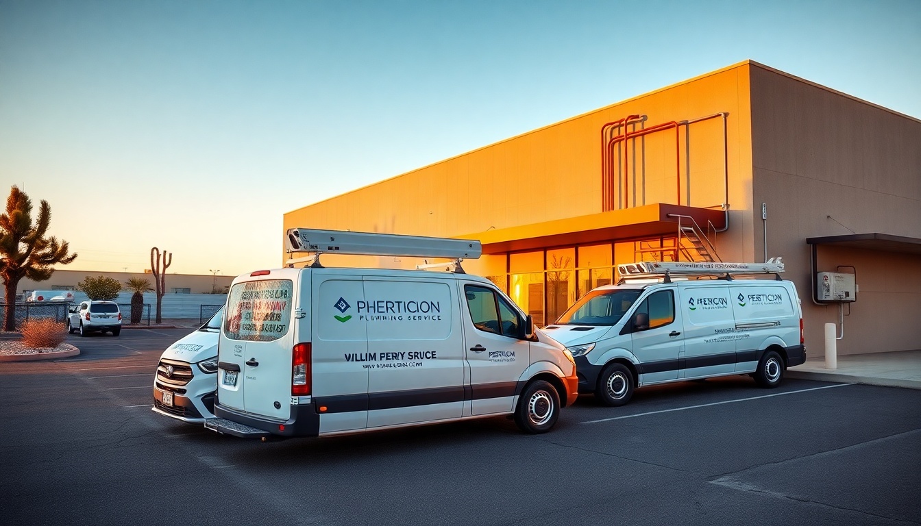 Plumbing service operation in New Mexico at golden hour