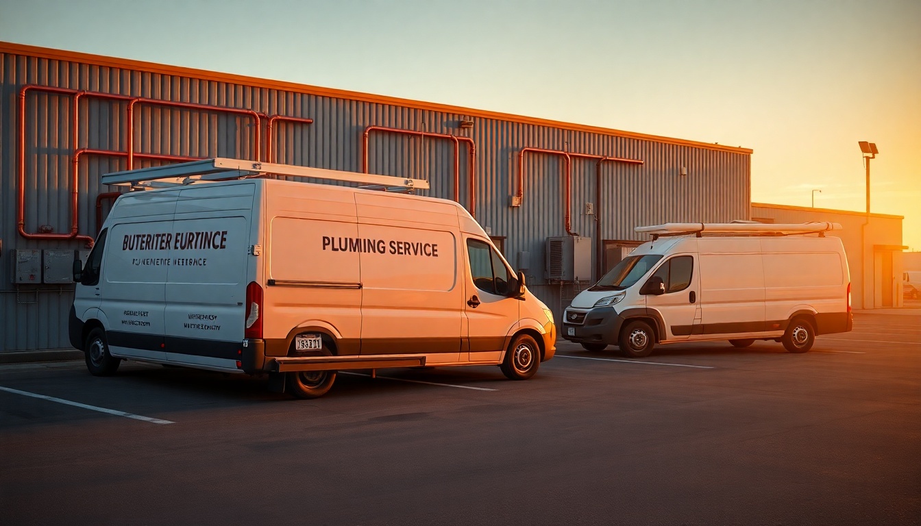 Plumbing service operation in Oklahoma at golden hour