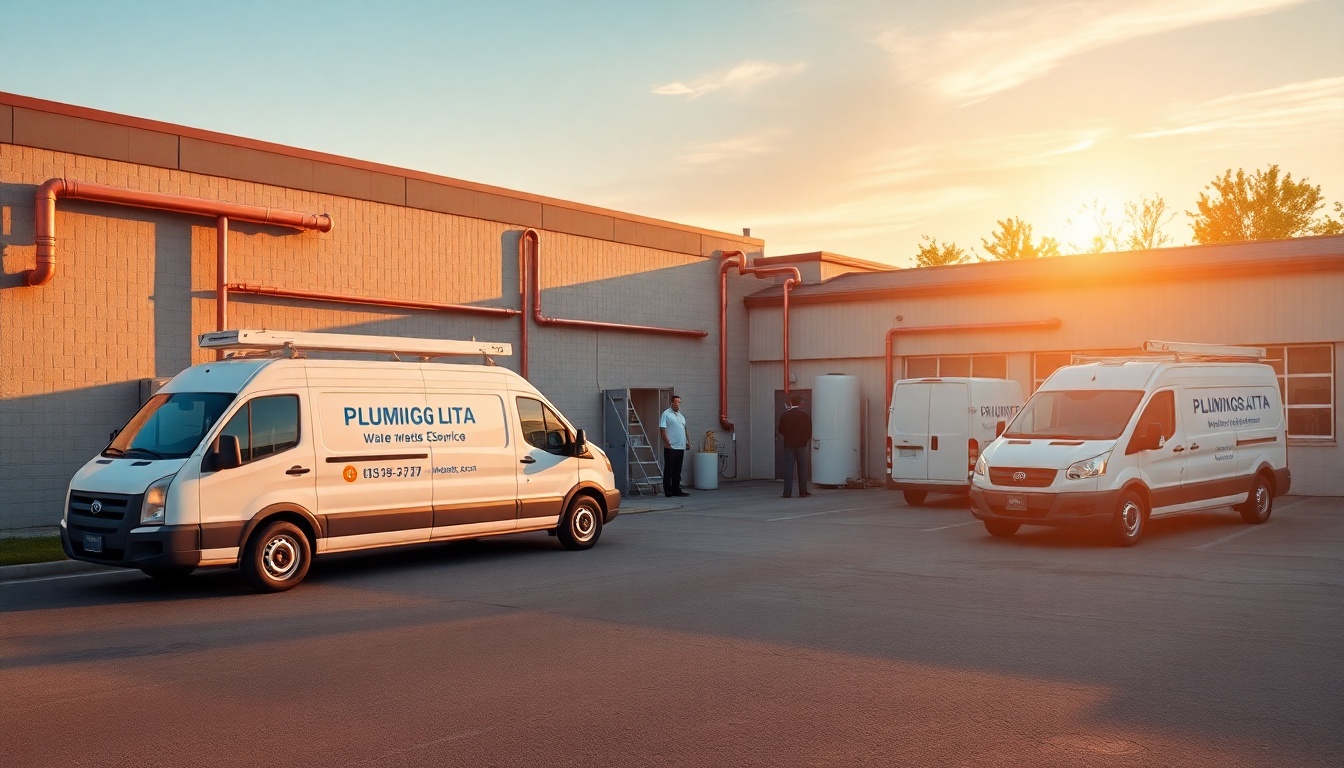 Plumbing service operation in Rhode Island at golden hour