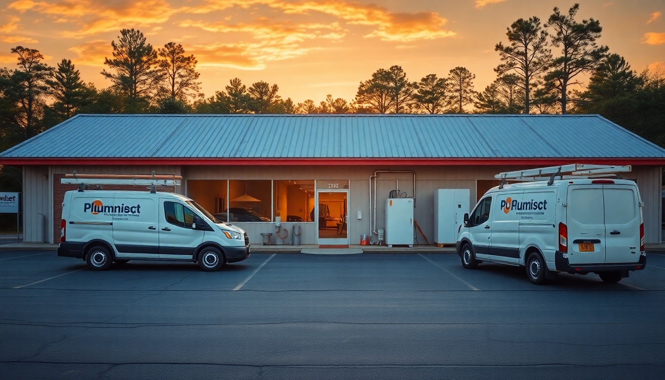Plumbing service operation in South Carolina at golden hour
