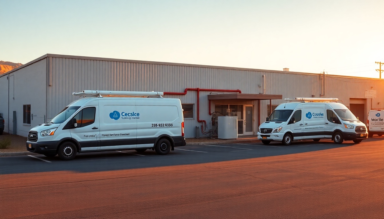 Plumbing service operation in Utah at golden hour