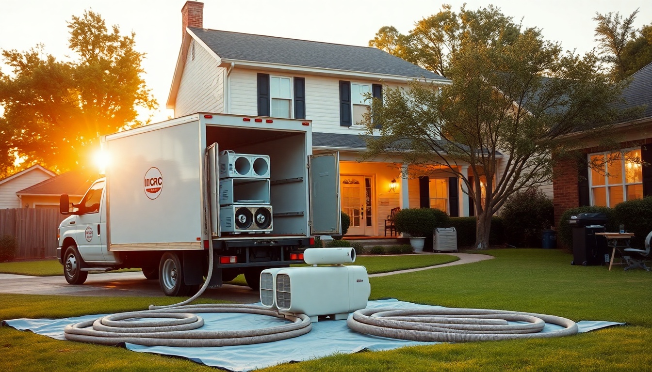 Restoration service workspace in Alabama at golden hour