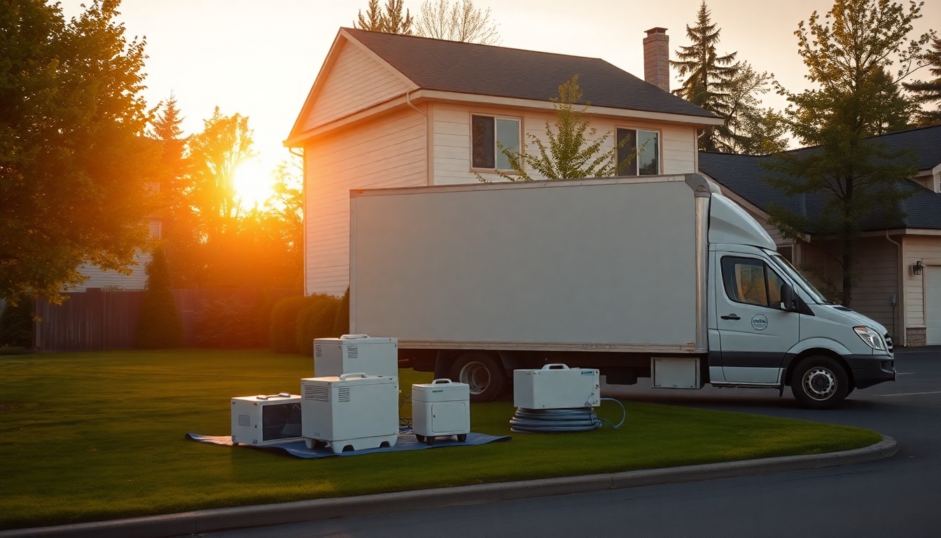 Restoration service operation in Alaska at golden hour