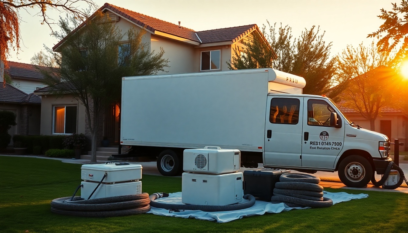 Restoration service workspace in Arizona at golden hour