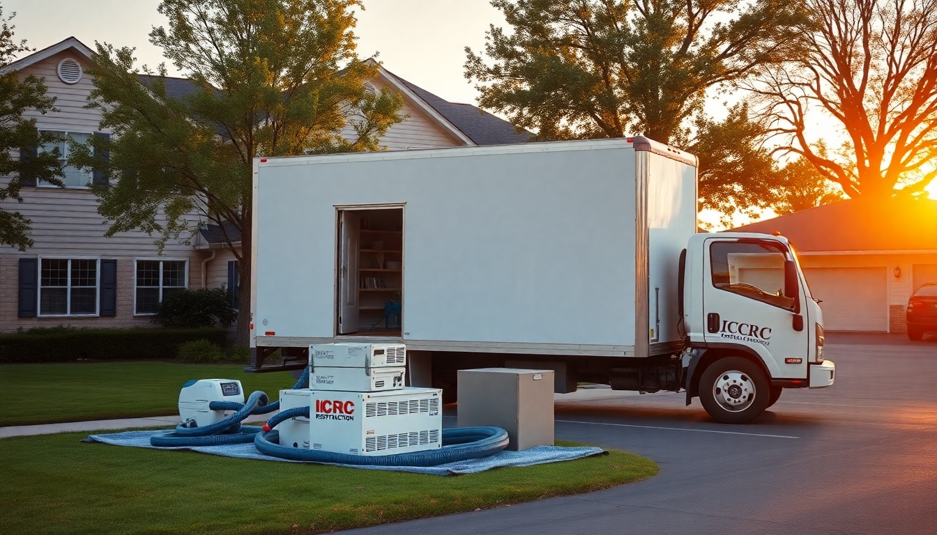 Restoration service operation in Arkansas at golden hour