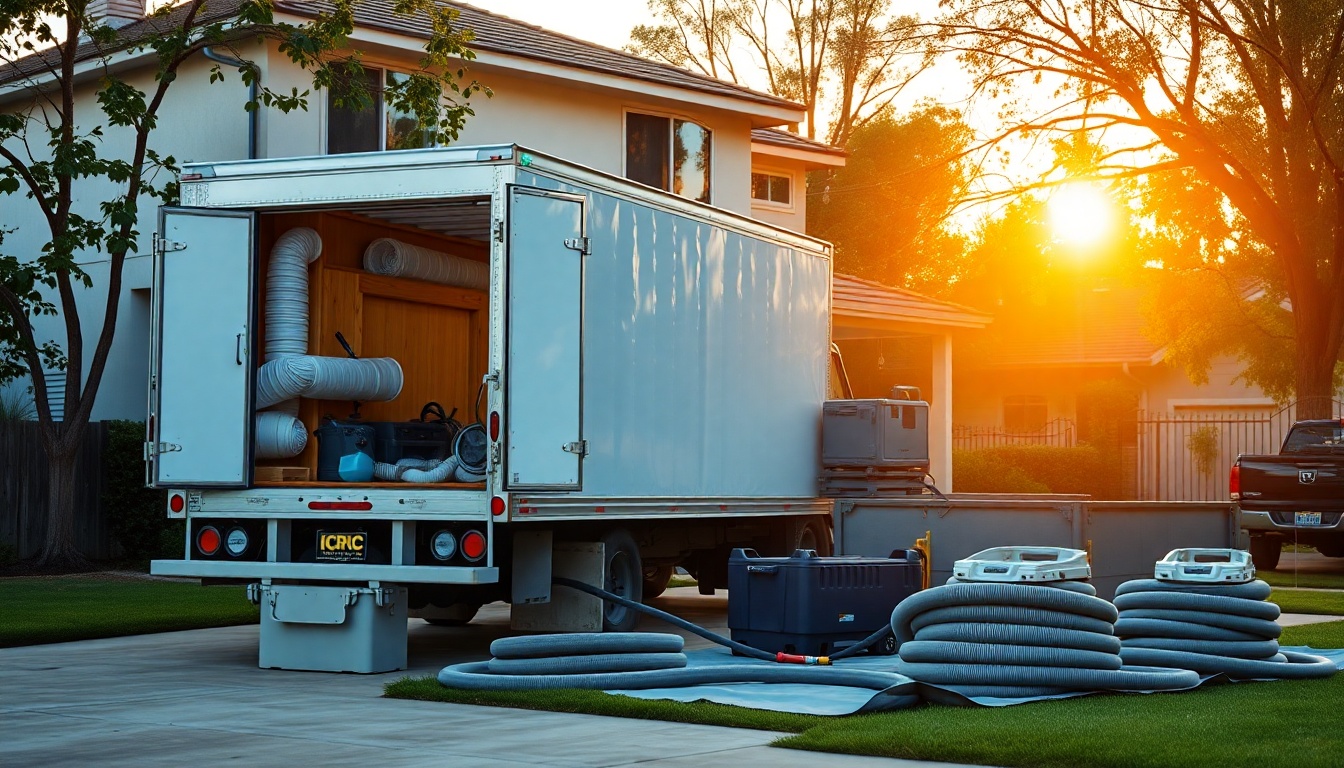 Restoration service workspace in California at golden hour