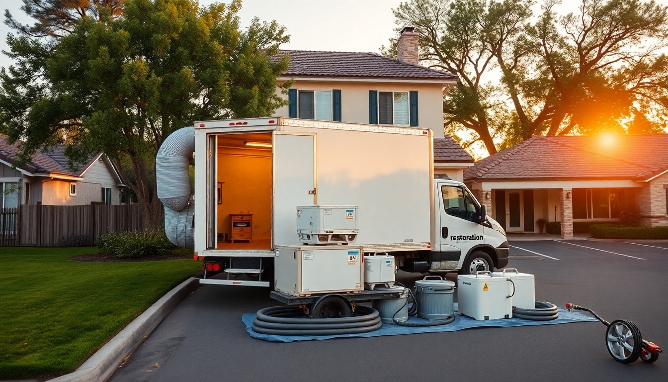 Restoration service operation in California at golden hour