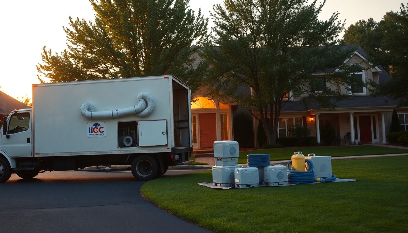Restoration service operation in Delaware at golden hour