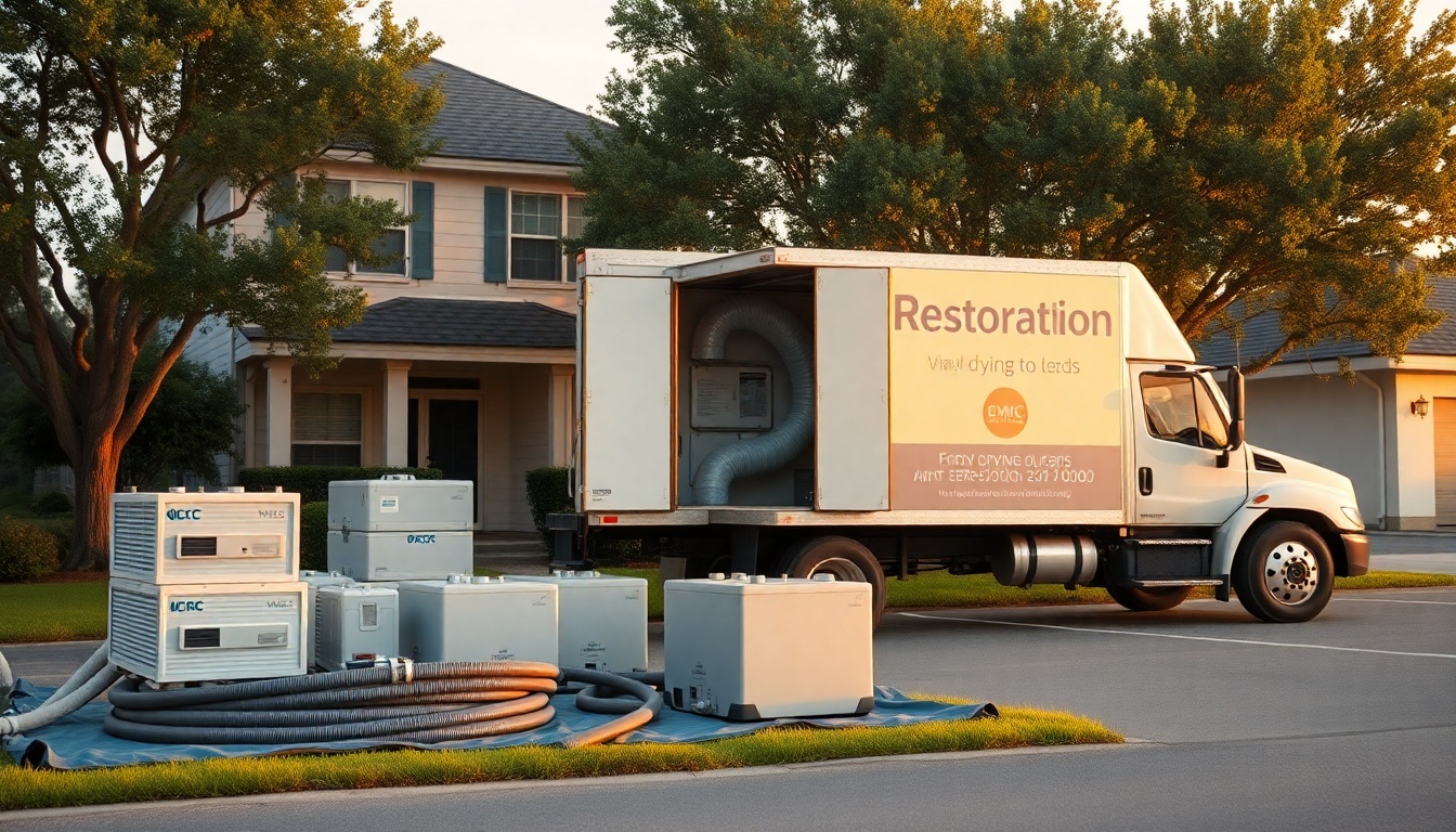Restoration service operation in Florida at golden hour