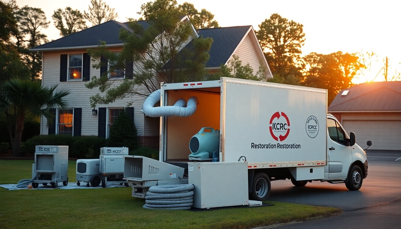 Restoration service operation in Georgia at golden hour