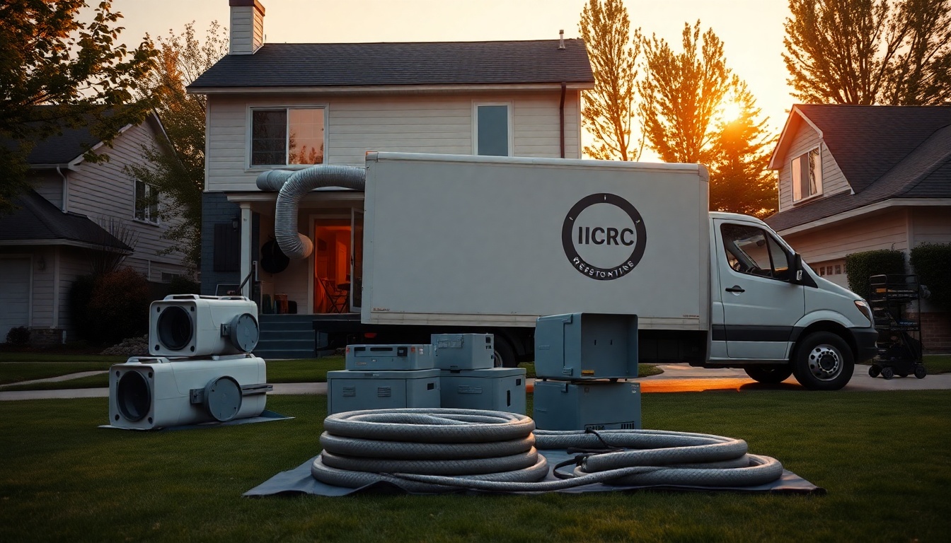 Restoration service workspace in Idaho at golden hour