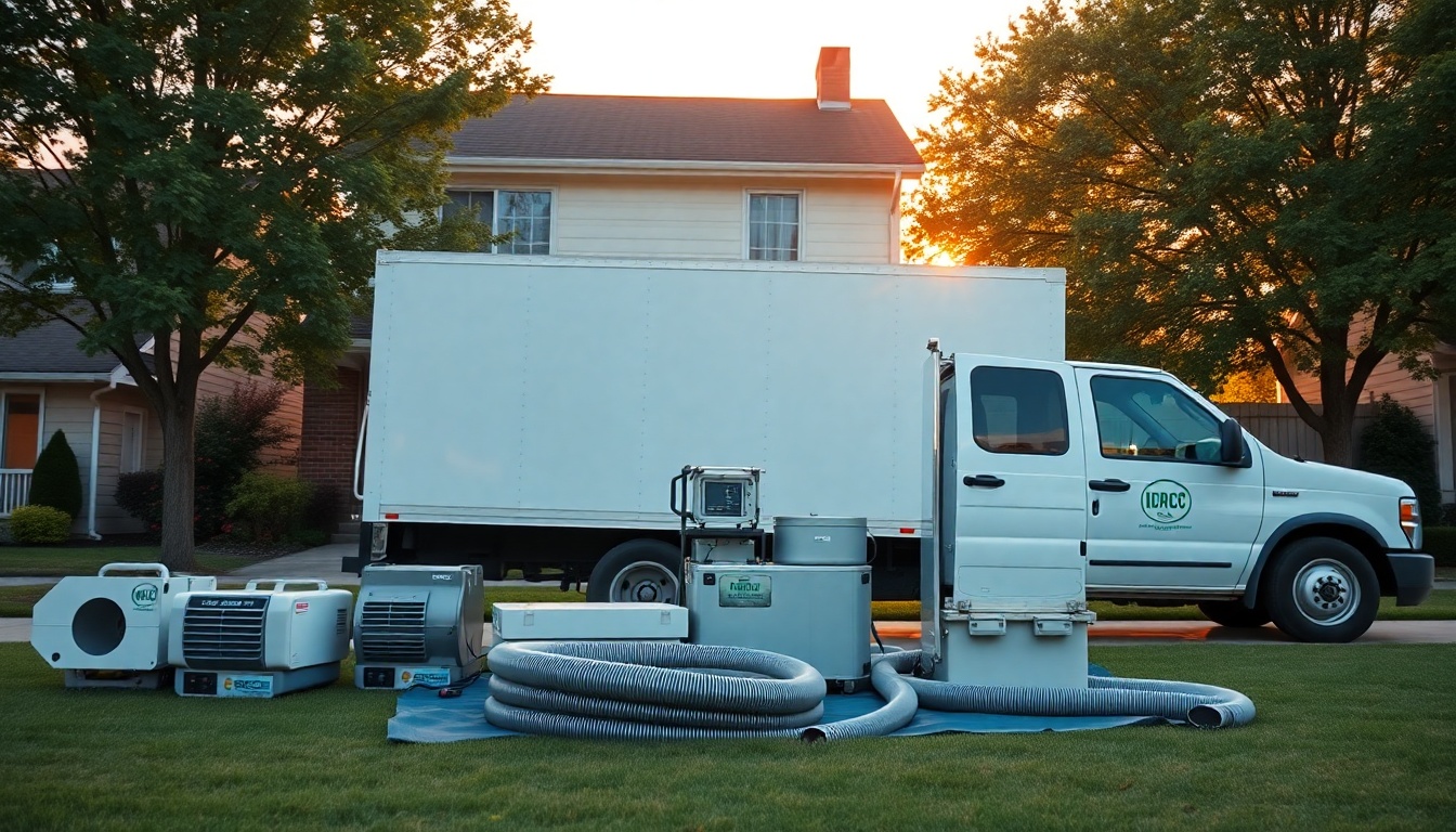 Restoration service workspace in Illinois at golden hour
