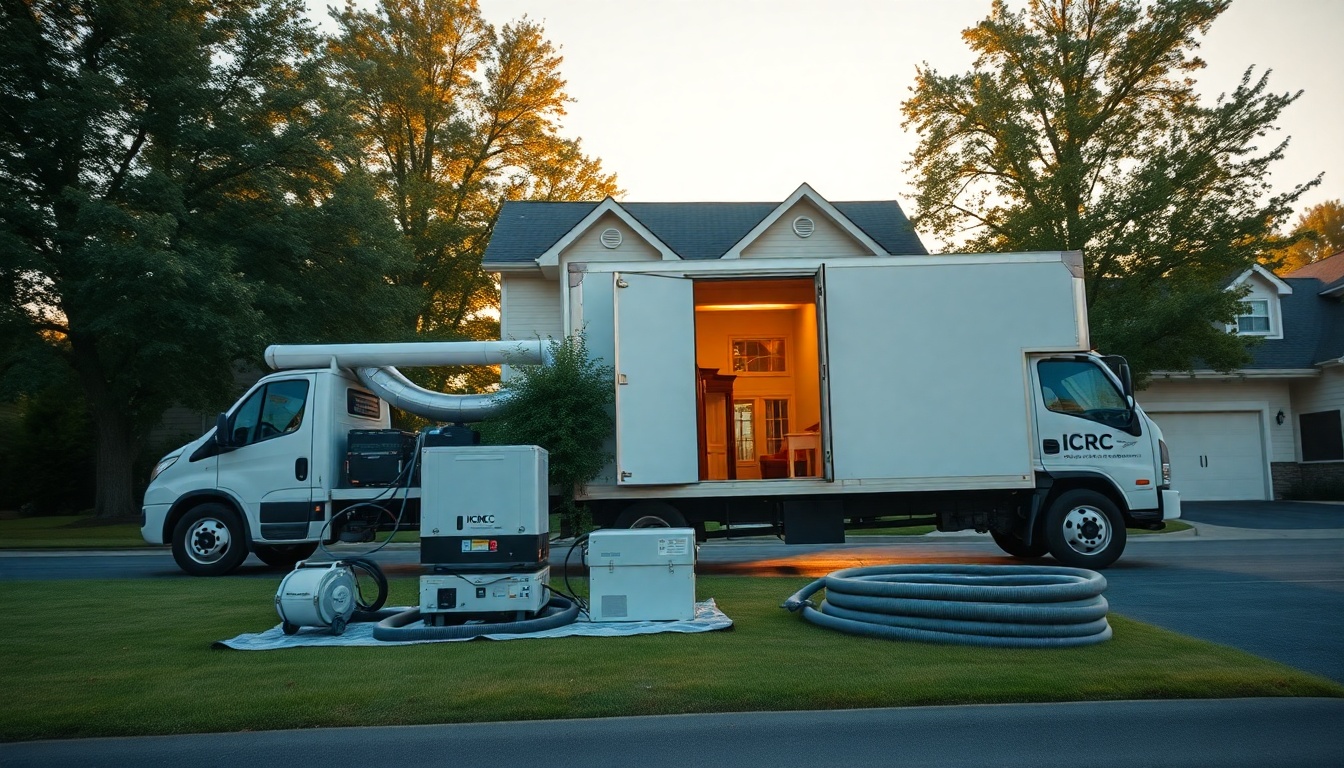 Restoration service operation in Indiana at golden hour
