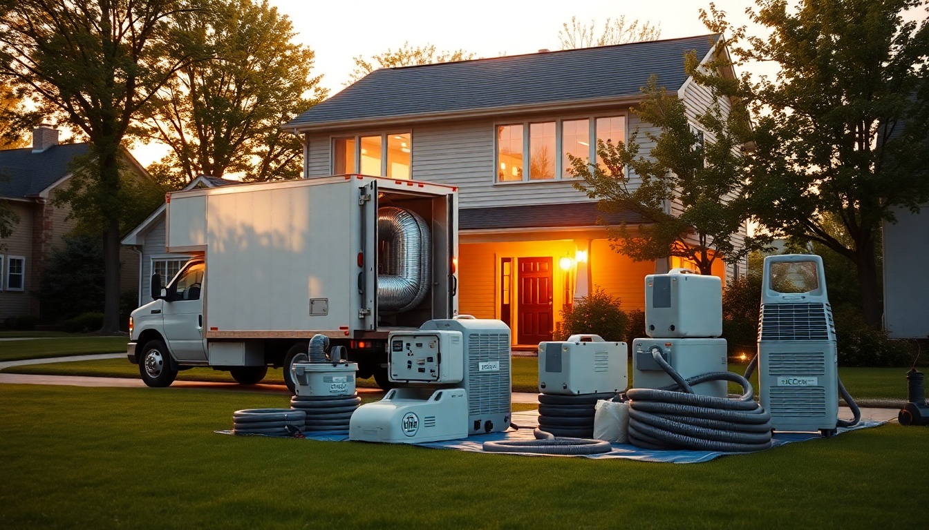 Restoration service workspace in Iowa at golden hour