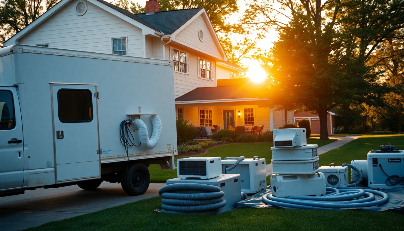 Restoration service workspace in Kentucky at golden hour