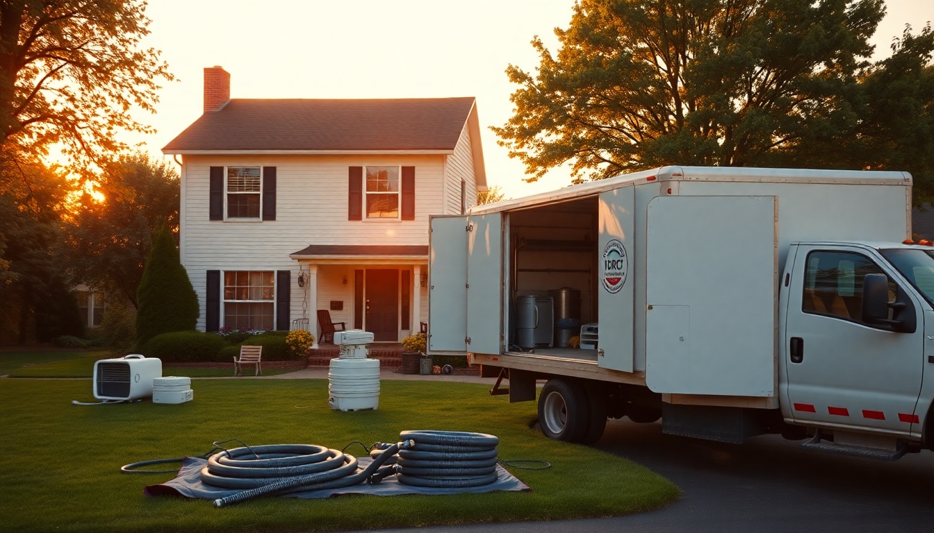 Restoration service operation in Kentucky at golden hour