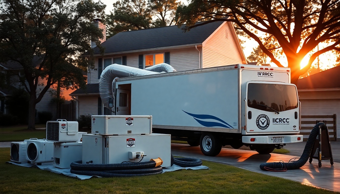 Restoration service workspace in Louisiana at golden hour