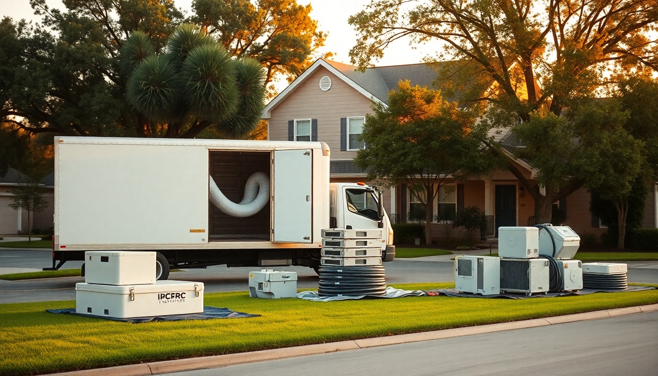 Restoration service operation in Louisiana at golden hour