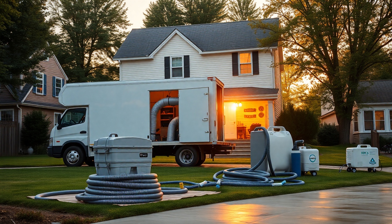 Restoration service workspace in Maine at golden hour