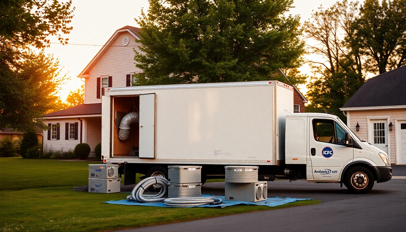 Restoration service operation in Maine at golden hour
