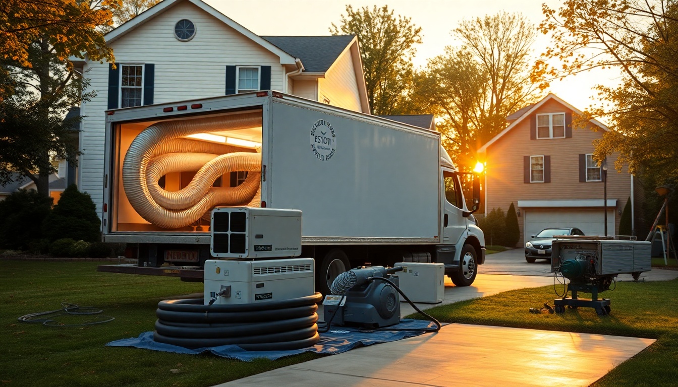 Restoration service workspace in Maryland at golden hour