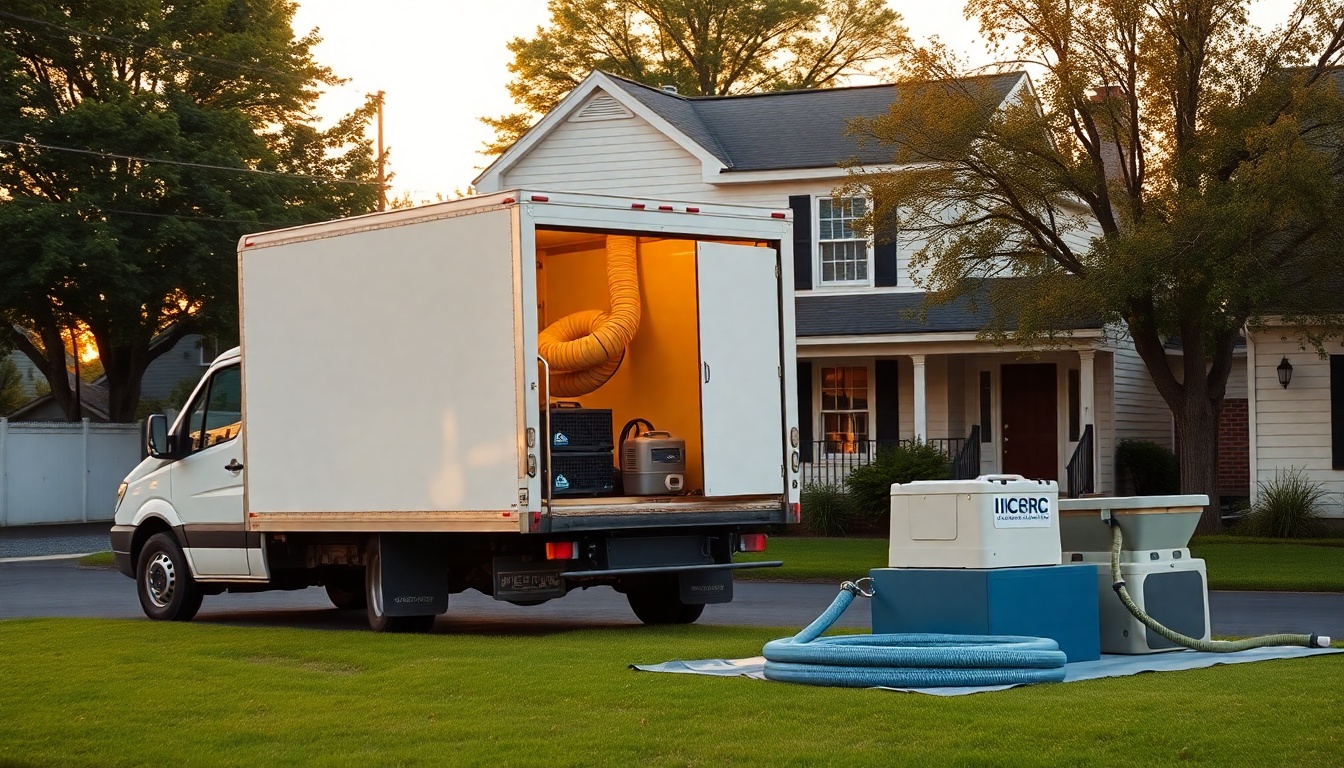 Restoration service operation in Massachusetts at golden hour