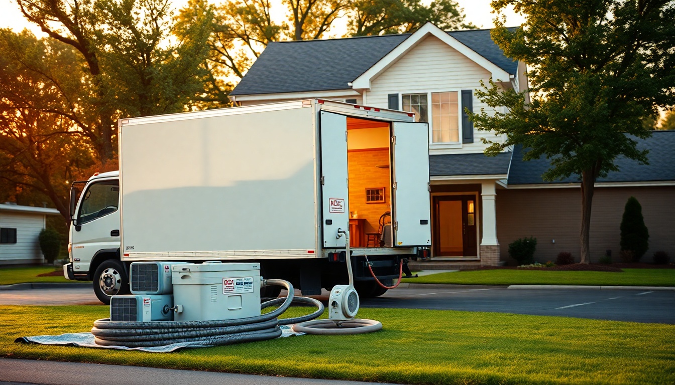 Restoration service operation in Michigan at golden hour