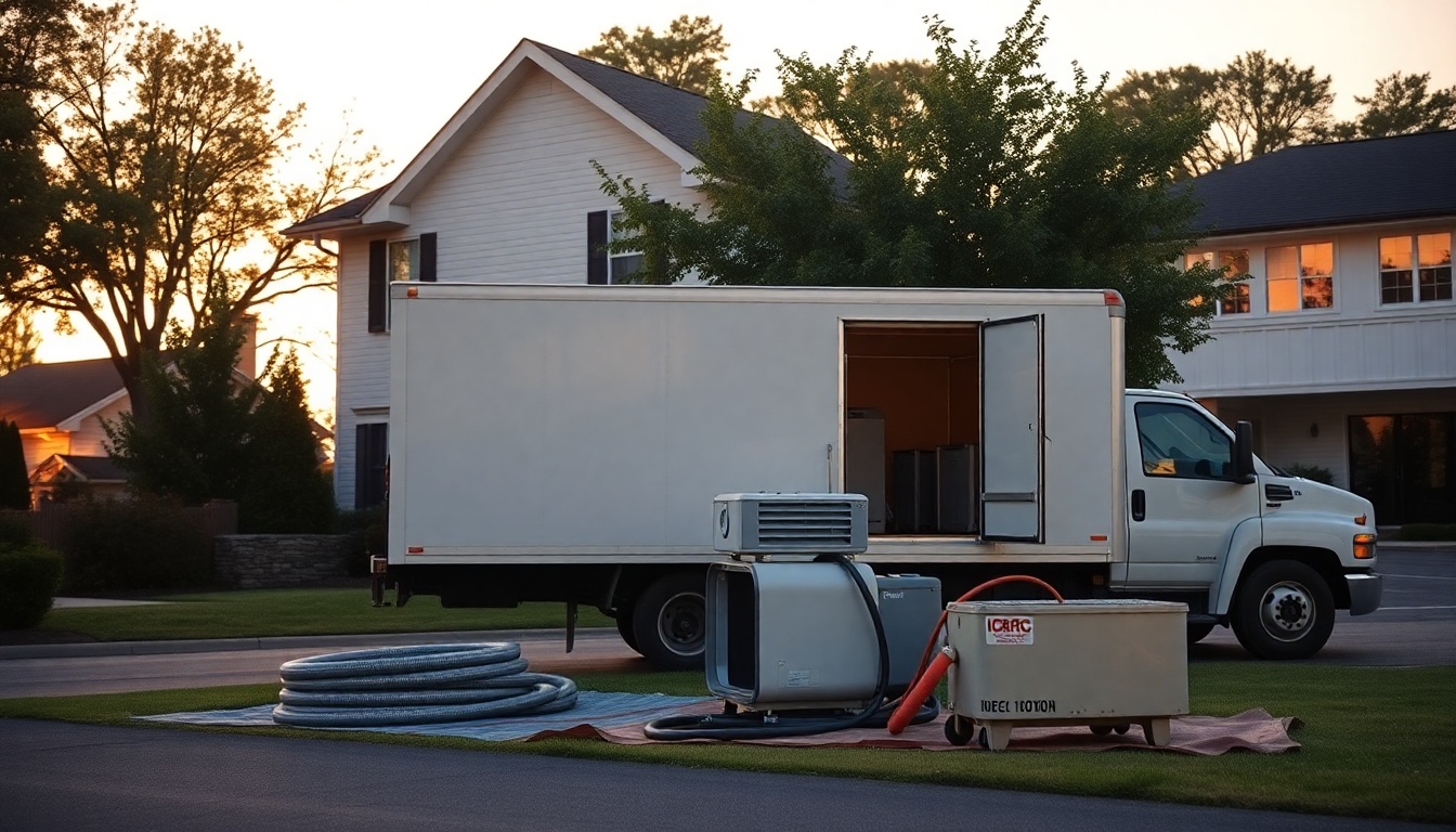 Restoration service operation in Mississippi at golden hour