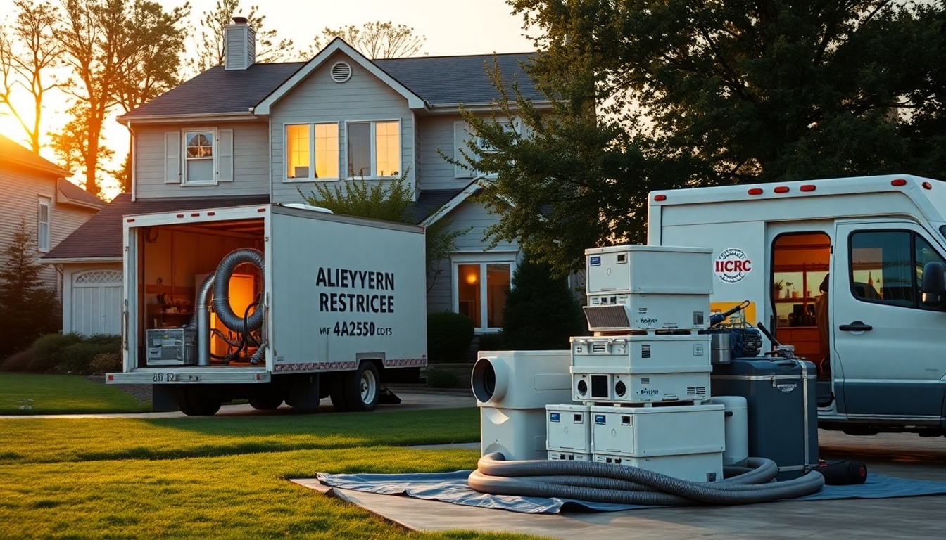 Restoration service workspace in Missouri at golden hour