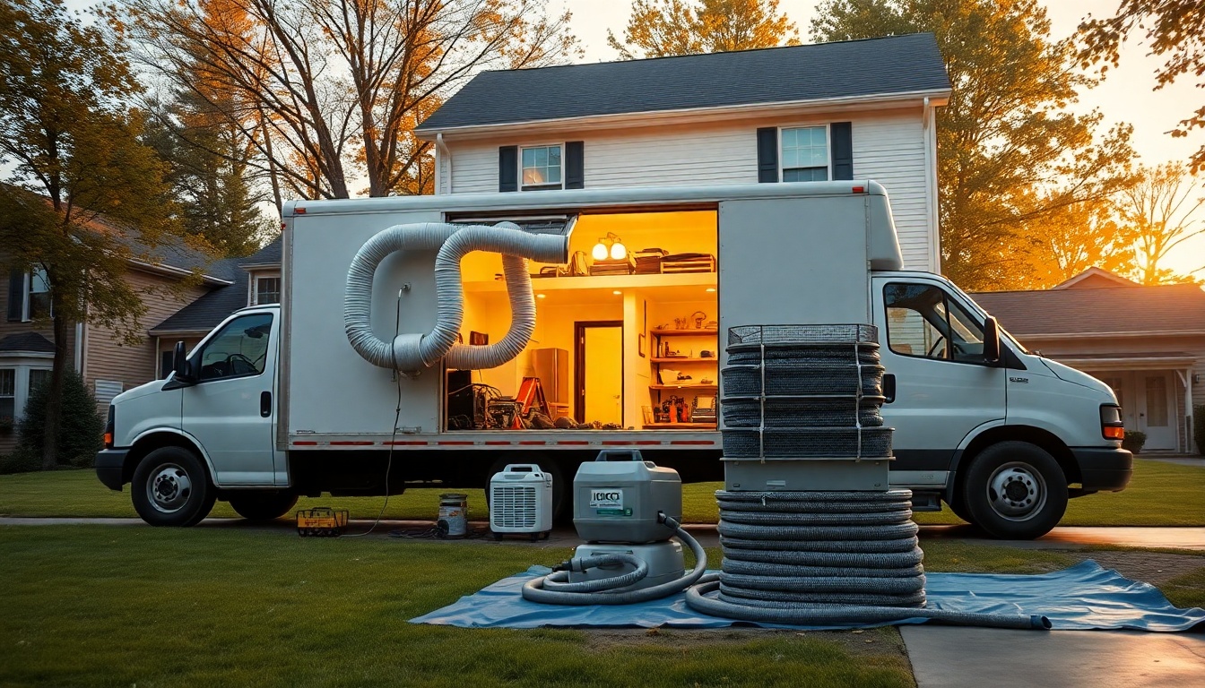 Restoration service workspace in New Hampshire at golden hour
