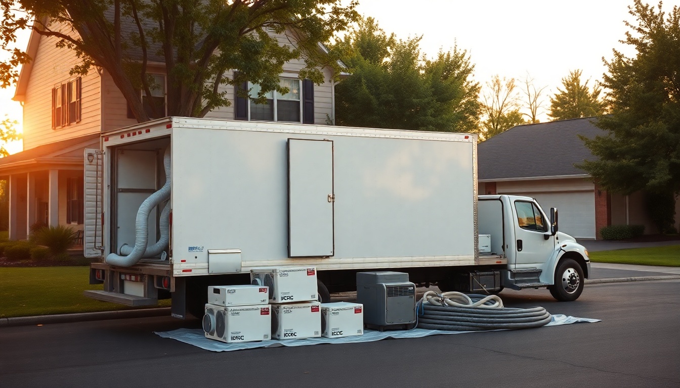 Restoration service operation in New Jersey at golden hour