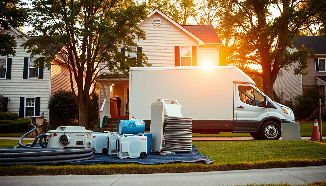 Restoration service workspace in North Carolina at golden hour
