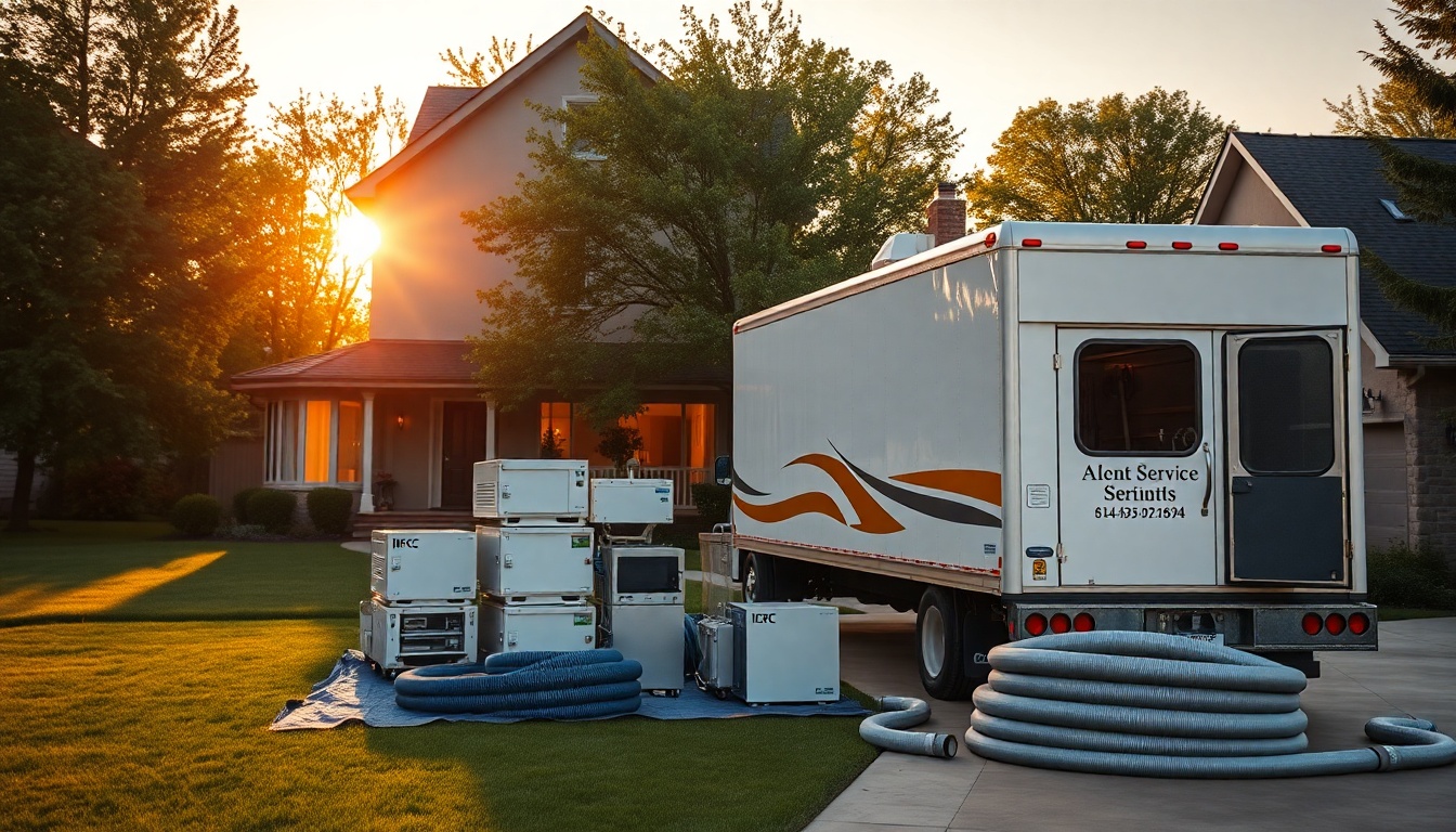 Restoration service workspace in North Dakota at golden hour