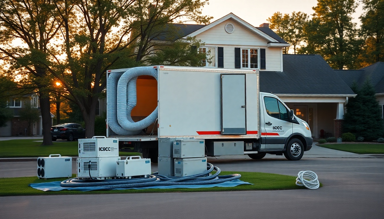 Restoration service operation in North Dakota at golden hour