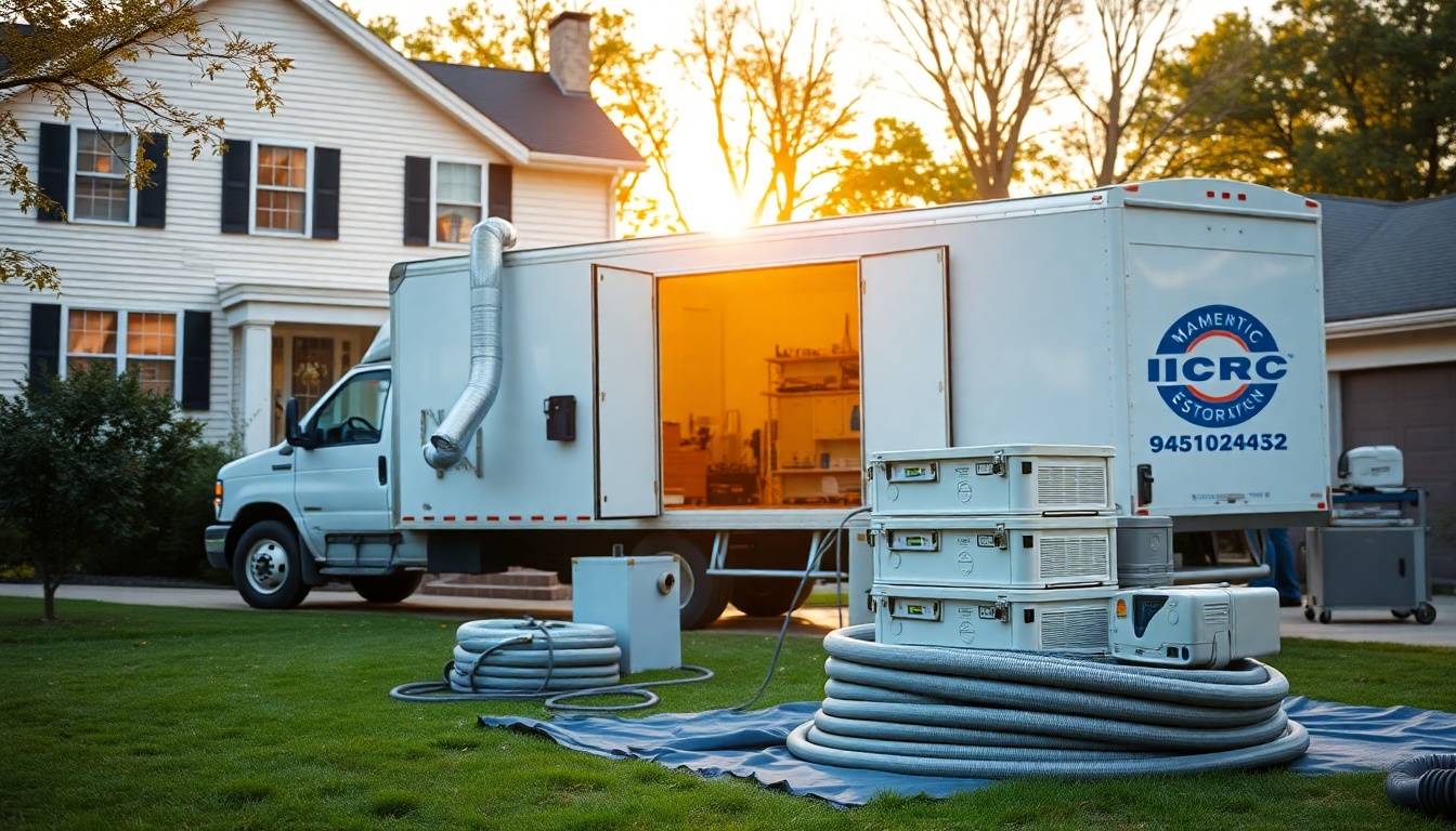 Restoration service workspace in Ohio at golden hour