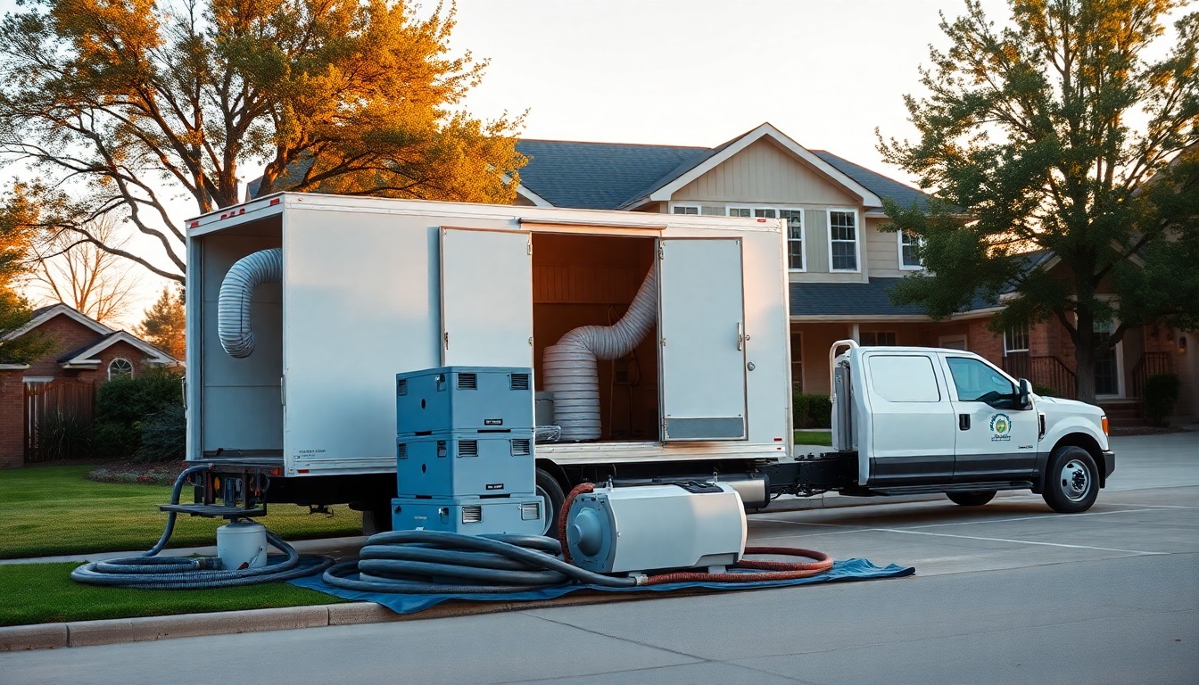 Restoration service operation in Oklahoma at golden hour