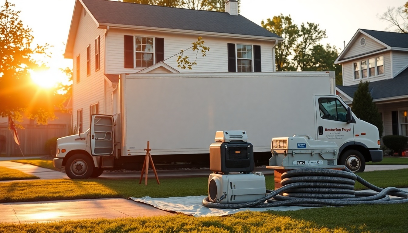 Restoration service workspace in Pennsylvania at golden hour