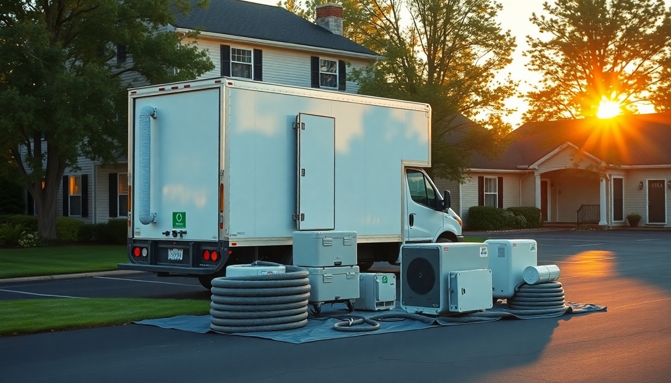Restoration service operation in Rhode Island at golden hour