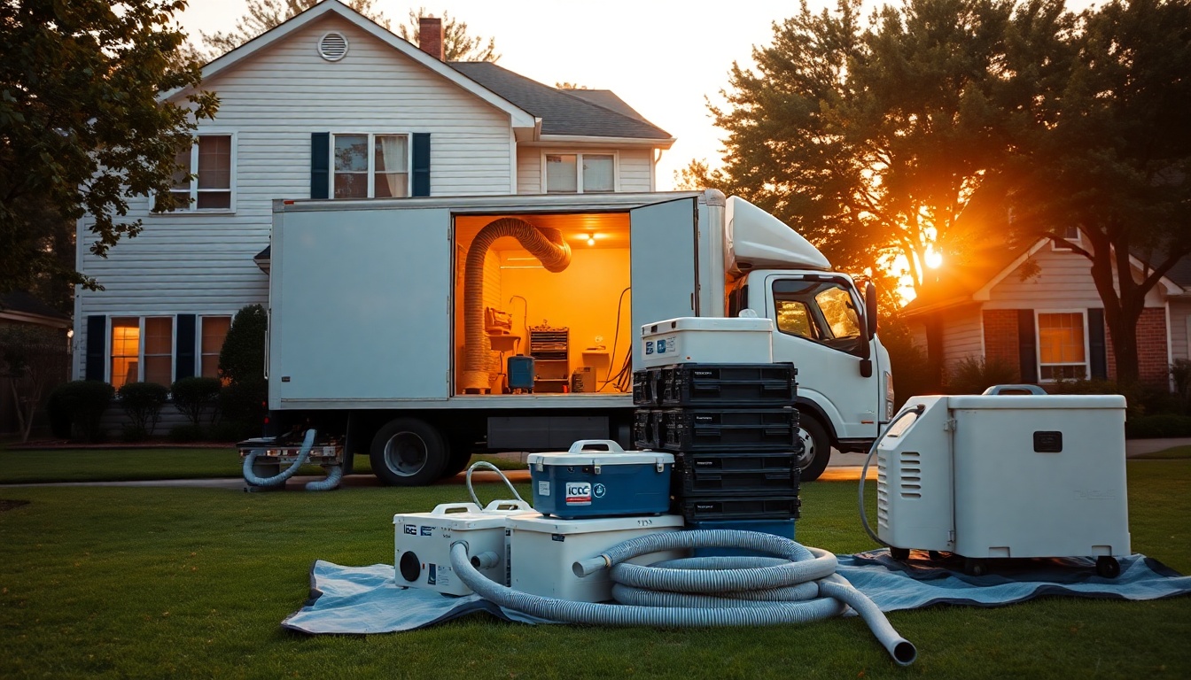 Restoration service workspace in South Carolina at golden hour
