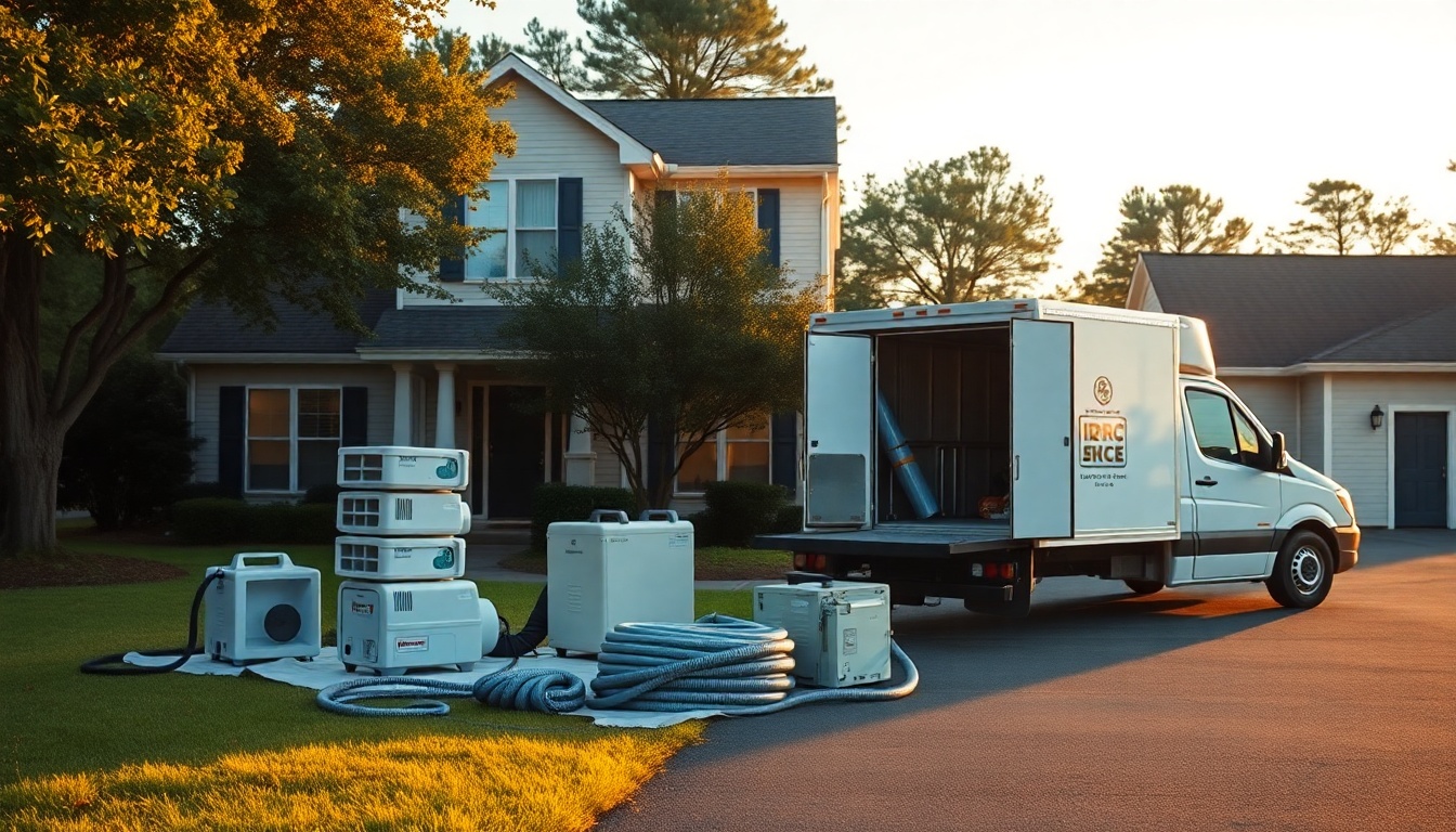 Restoration service operation in South Carolina at golden hour