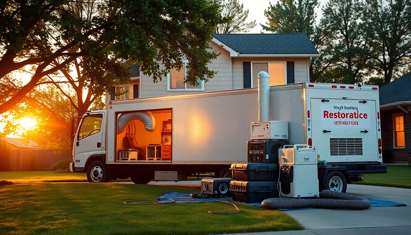 Restoration service workspace in South Dakota at golden hour