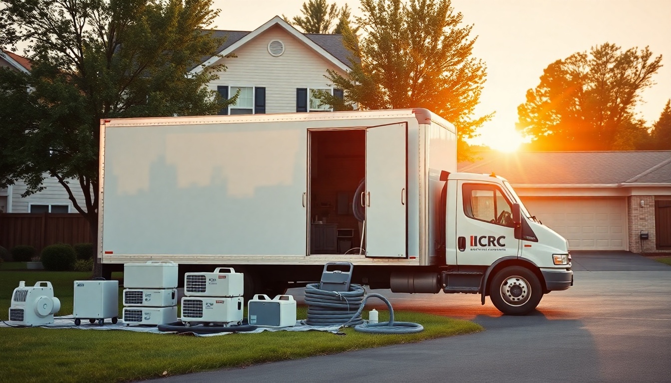 Restoration service operation in Tennessee at golden hour