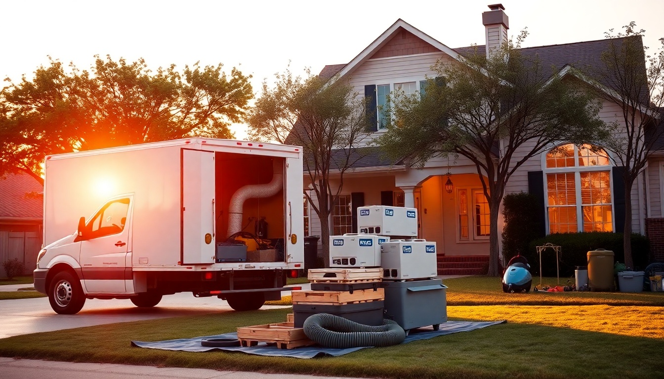 Restoration service workspace in Texas at golden hour
