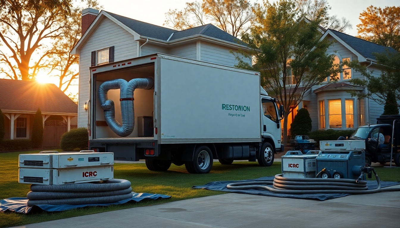Restoration service workspace in Virginia at golden hour