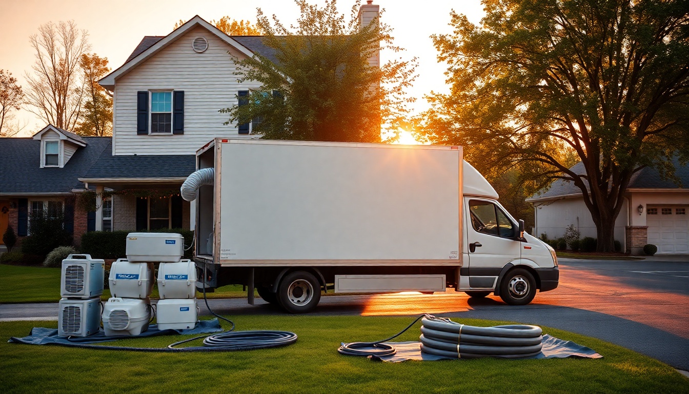 Restoration service operation in Virginia at golden hour