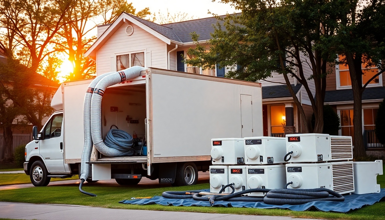 Restoration service workspace in Washington at golden hour