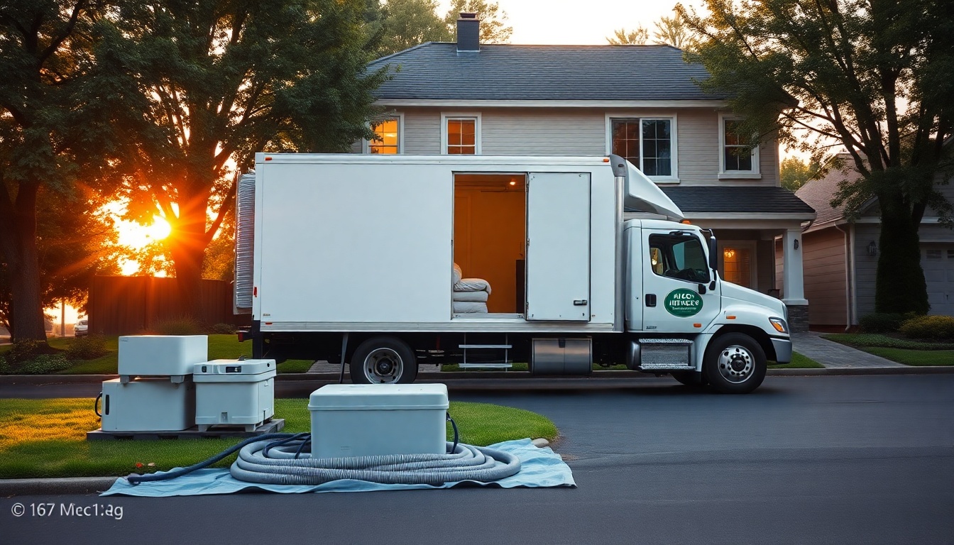 Restoration service operation in Washington at golden hour
