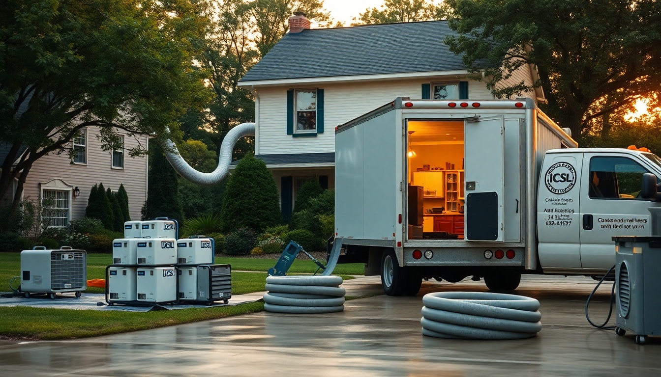 Restoration service workspace in West Virginia at golden hour